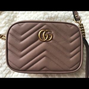 GG Mini Marmont Matelasse Crossbody Bag Dusty Rose